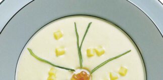 Vichyssoise mit Kartoffelwürfeln