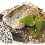 Heimischer Zander auf Linsenspecksauce und Balsamico-Gelee, foto dmp