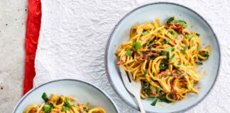 Vegane Spaghetti Carbonara, Foto: Alpro