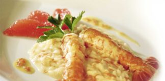 Risotto mit Pink Grapefruit und Scampi