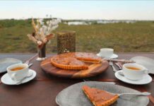 Veganer Pumpkin Pie von Kenalemang (Kenny) Modise – Chefkoch des Great Plains Zarafa Camps, Foto: Great Plains Zarafa Camp. Foto erhalten von Starling PR, Helen Daffner