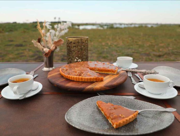 Veganer Pumpkin Pie von Kenalemang (Kenny) Modise – Chefkoch des Great Plains Zarafa Camps, Foto: Great Plains Zarafa Camp. Foto erhalten von Starling PR, Helen Daffner